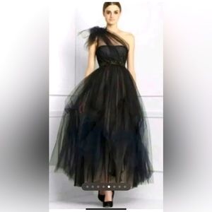 BCBGMAXAZRIA ball gown prom dress one shoulder black tulle NWT